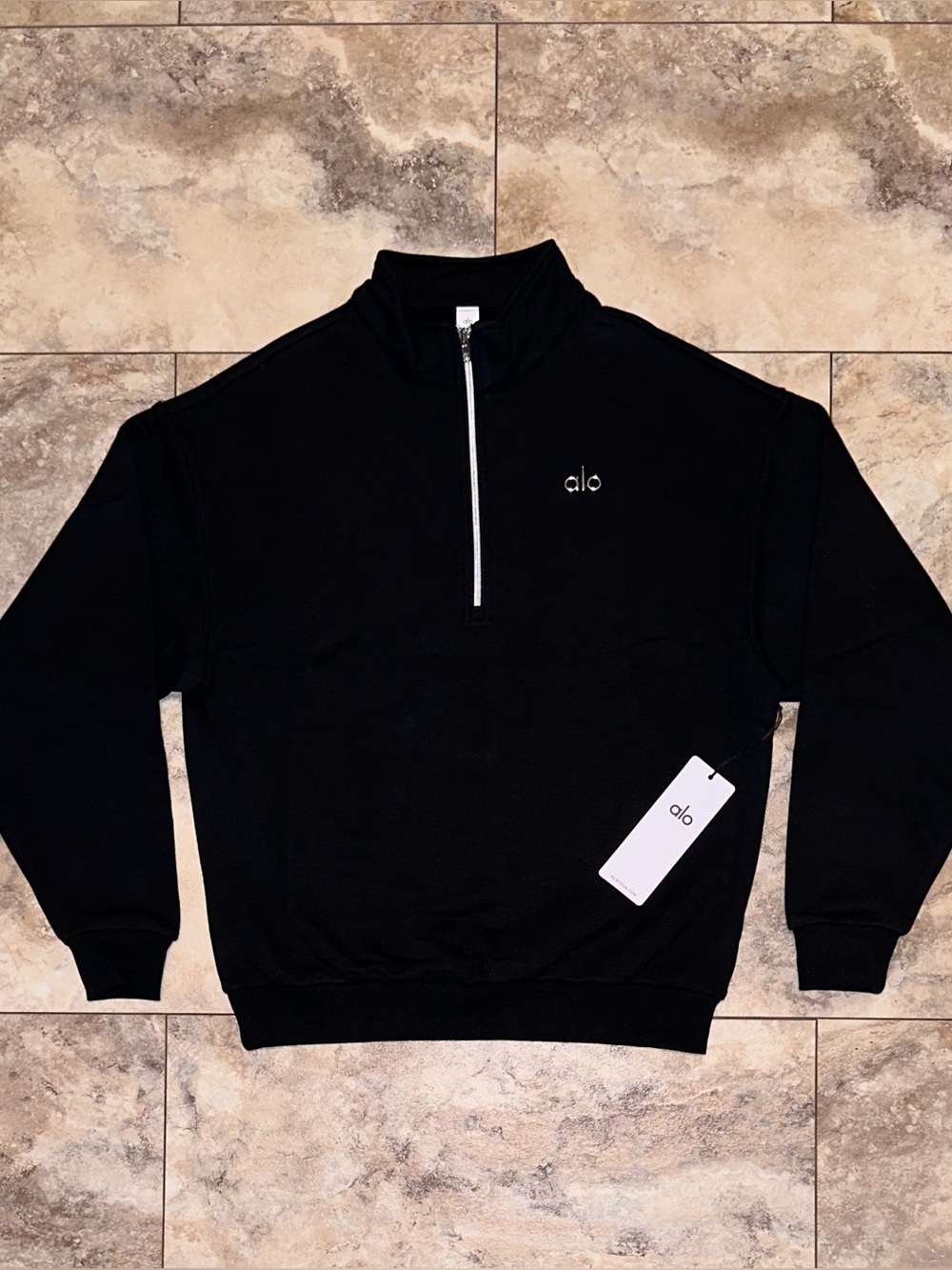 Alo Yoga Accolade 1/4 Zip Pullover Black NWT Quarter Zip Sweatshirt Size XS
